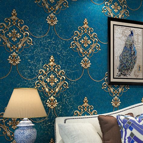 European Style Luxury Damask Wallpaper Roll 3d Embossed