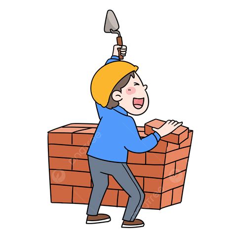 عامل بناء سعيد وضع الجدار سعيدة البناء بناء png وملف psd للتحميل مجانا