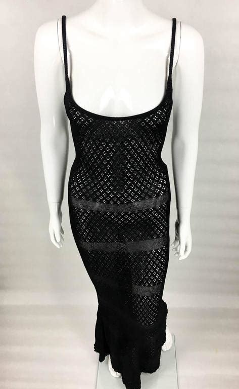 Chanel Runway And Campaign Sheer Knitted Dress With Pearl Embellishment