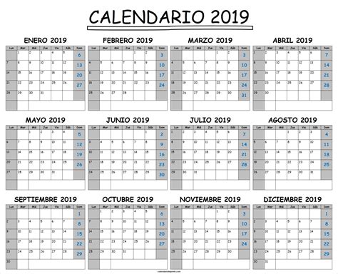 Imprimible Plantilla Calendario 2020 Excel
