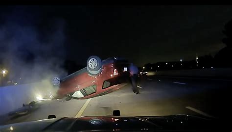 An Arkansas state trooper flipped a pregnant woman's car on the highway