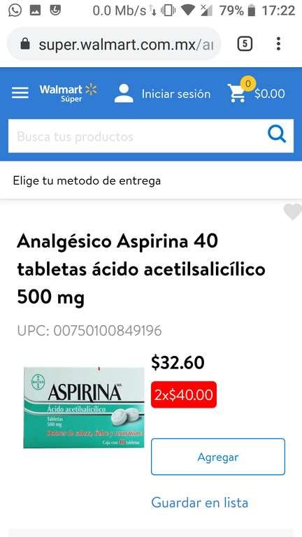 Walmart S Per Cajas De Aspirina Con Tabletas Total Mg Por