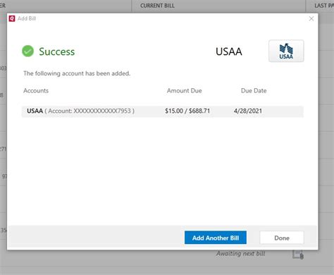 Bills And Income For Usaa — Quicken