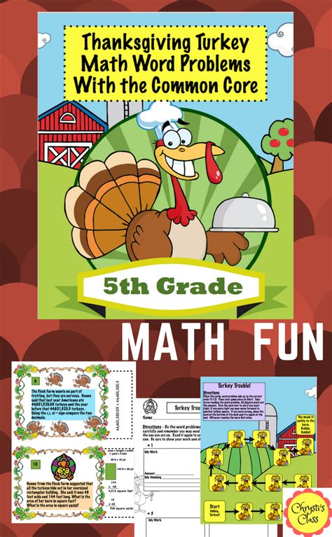 Thanksgiving Turkey Math Word Problems For 5th Grade: Print and Digital | Math word problems ...