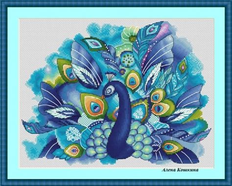 peacock cross stitch pattern code ak 018 alena koshkina buy online on