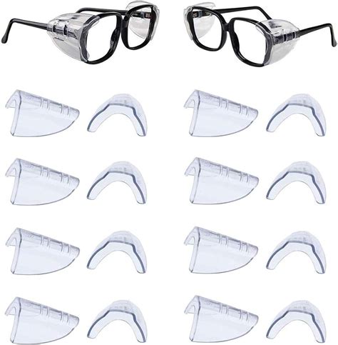 Yuema 8 Pairs Eye Glasses Side Shields Slip On Clear Side Shield For Safety Glasses Fits Small