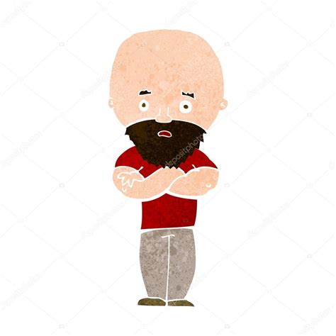 Cartoon Shocked Bald Man With Beard — Stock Vector