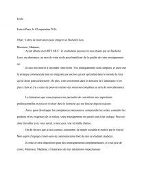 Lettre De Motivation Bachelor Marketing  Samuel Cooke ejemplo de carta