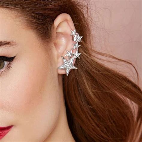 Star Clip Earring Clip On Earrings No Pierced Ear Cuff Women Earrings