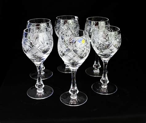 Neman Hand Made 10oz Cut Crystal Wine Glasses Vintage Goblets Etsy