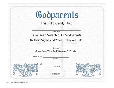 Godparents Certificate Template Grey Download Printable Pdf