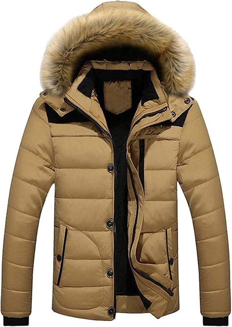 Saoye Fashion Mens Parka Winter Jacket Fur Hood Hooded Cotton Clothing