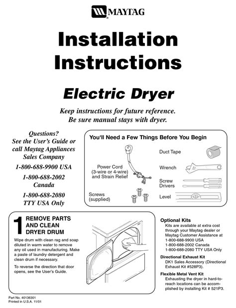 Maytag Mde Ayw Dryer Installation Instructions Manual Manualslib