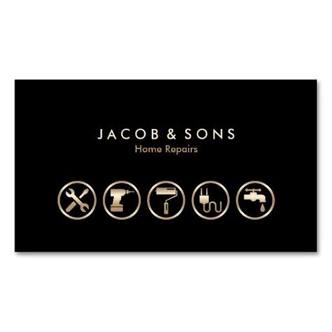 Home Repairs Gold Icons Business Card In 2021