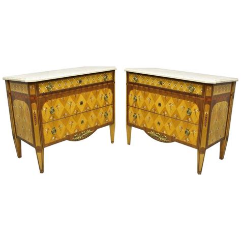Vintage Italian Hand Painted Yellow Chinoiserie Bombe Commode Chest At