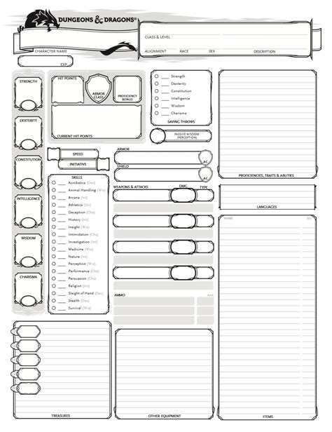 Printable Character Sheet E