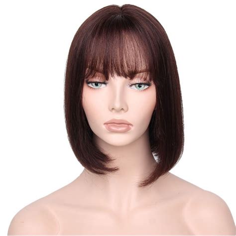 Lace Front Wig Short Length 10 Bob Cut With Fringe Color 2