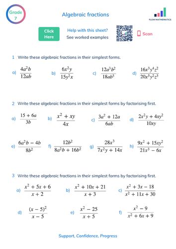 Algebraic Fractions Gcse Worksheet Teaching Resources