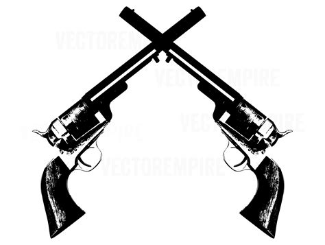 Revolver SVG Wild West SVG Gun Logo Crossed Pistols Svg Crossed Guns