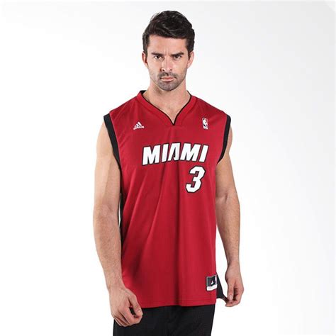 Jual Adidas Men Basketball Nba Miami Heat Dwyane Wade Replica Merah