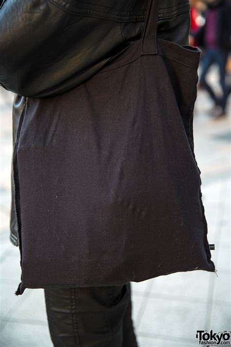 Harajuku Model In Black Leather Jacket Leather Pants Sunglasses And Beanie Tokyo Fashion