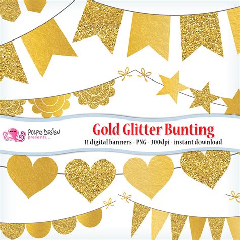 Gold Glitter Bunting Banner Clipart By Polpodesign On Deviantart