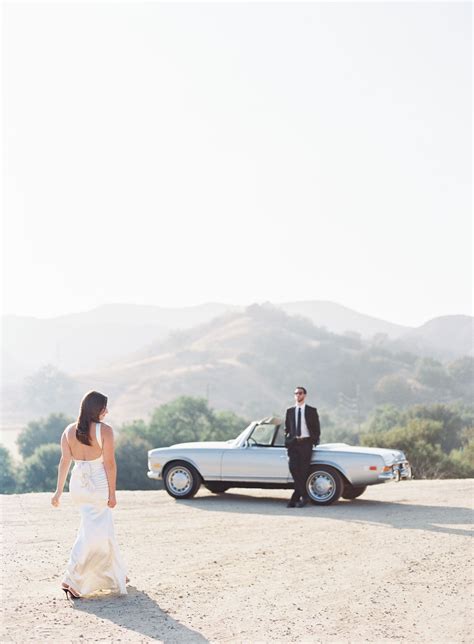 A Classic Summer Engagement Shoot In Southern California Car Engagement Photos Classic Car