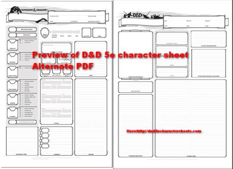 Downloadable Printable Pdf Dandd 5e Character Sheet Printable Templates