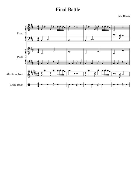 Final Battle Sheet Music For Piano Saxophone Alto Snare Drum Mixed