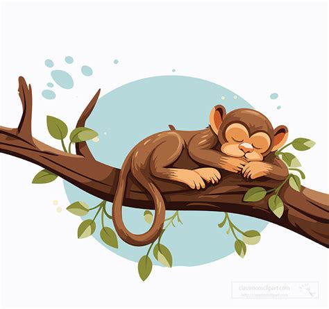 Monkey Clipart Cute Monkey Sleeping Peacefully In A Tree Clip Art