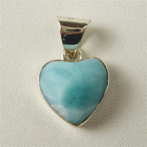 Rare Dominican Republic Blue Heart Larimar Pendant On 925 Etsy