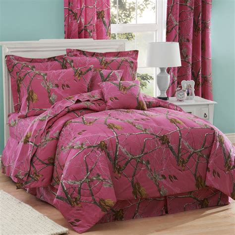 All Purpose Fuchsia Comforter Set Queen Size Pink Camo Bedroom