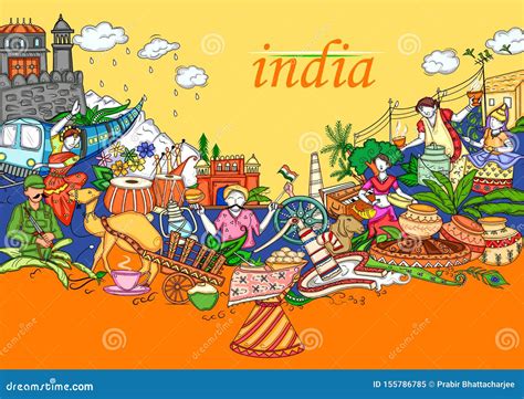 Indian Collage Illustration Showing Culture Tradition And Festival Of India