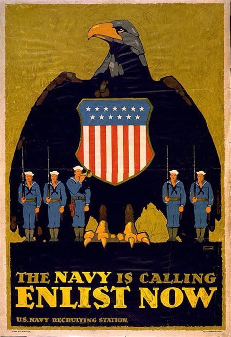The Navy Is Calling Enlist Now A Wwi Era Recruitment Poster By Ln