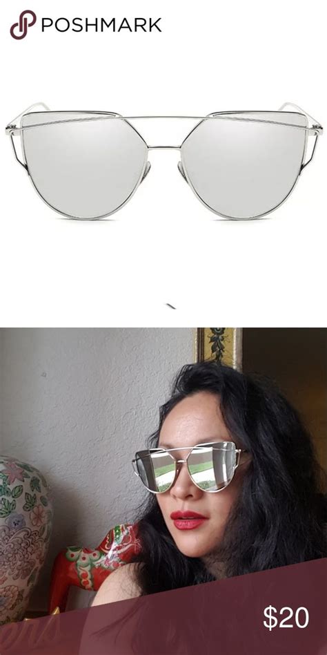 💋 Mirrored Cat Eye Sunglasses Silver Frame 💋 Cat Eye Sunglasses