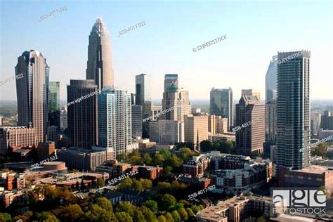 Aerial Of Charlotte Skyline Stock Photo Picture And Rights Managed