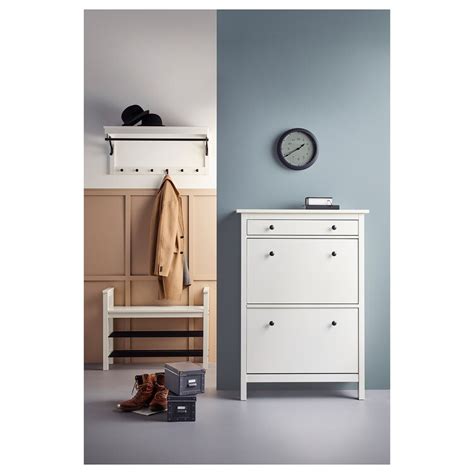 Hemnes Shoe Cabinet With 2 Compartments White 35x1134x50 89x30x127