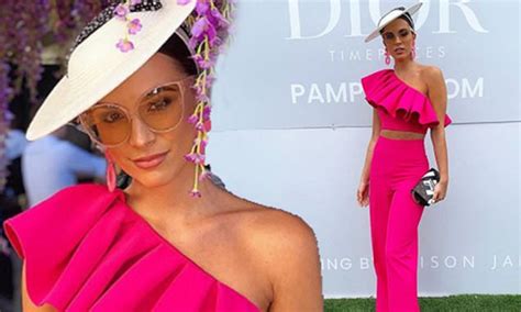 Monika Radulovic Stuns As She Flashes Her Washboard Abs In A Bright Crop Top At The Races