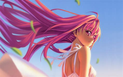 Wallpaper Pink Long Hair Anime Girl Look Back 2880x1800
