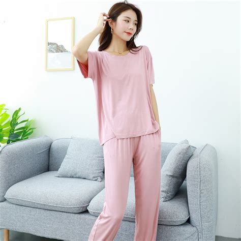 Fdfklak Modal Pajamas Homewear Suit Lingerie 2pcs Short Sleeve Pijamas Summer New Sleepwear Soft
