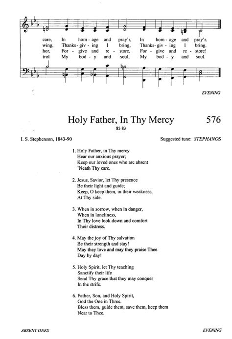 Evangelical Lutheran Hymnary 576 Holy Father In Thy Mercy