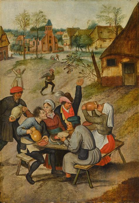 Pieter Brueghel The Younger A Village Scene With Peasants Carousing