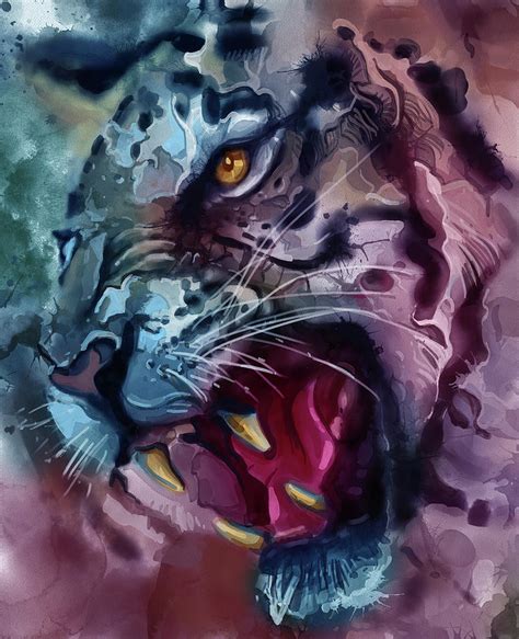 Angry Tiger Vintage V3 Digital Art By Bekim M Pixels