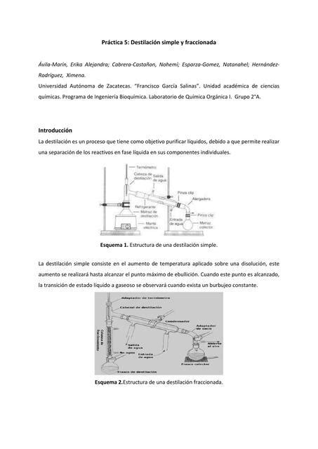 Destilación Simple Y Fraccionada Laboratorio De Química Orgánica