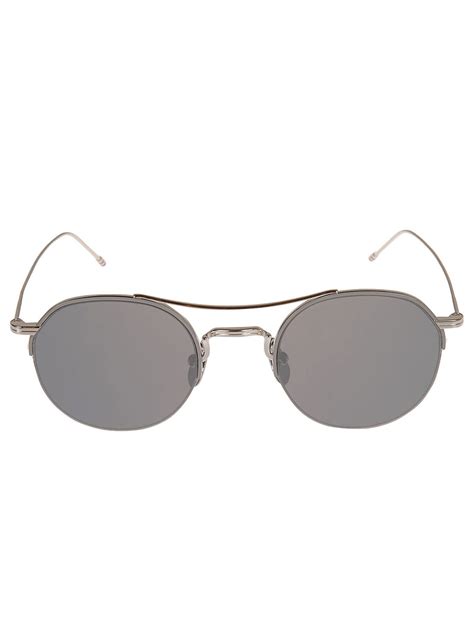 Thom Browne Round Frame W Top Bar Sunglasses Silver Editorialist