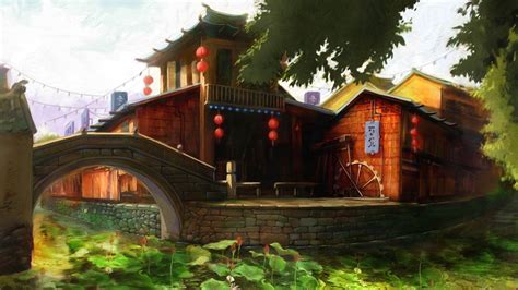 Architecture Building Painting Artwork Asian Architecture House