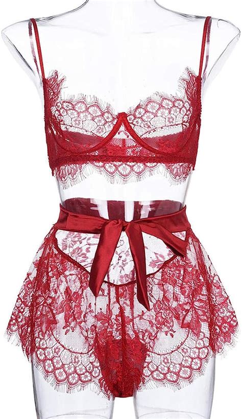 Women S Erotic Dresses Sexy Bra Set Lingerie Women Red Lace Bra And Panty Patchwork Bow Sexy