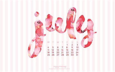 Soggy Musings Summer Freebies July Calendar Calendar