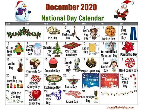 Our calendar showcases one special national day for each day of the month that i have picked out to our calendar this month is filled with a wide mix of national days. December National Day Calendar - Free Printable Calendars