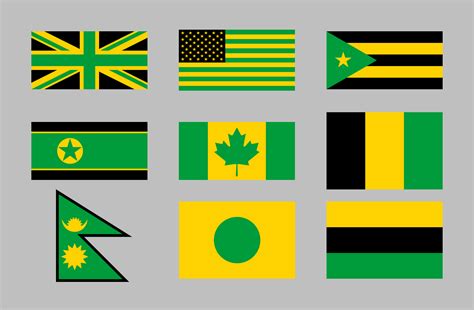 State flags rectangle light sphere homeland patriot north patriotism raise. If Green, Gold, and Black were the standard flag colors ...